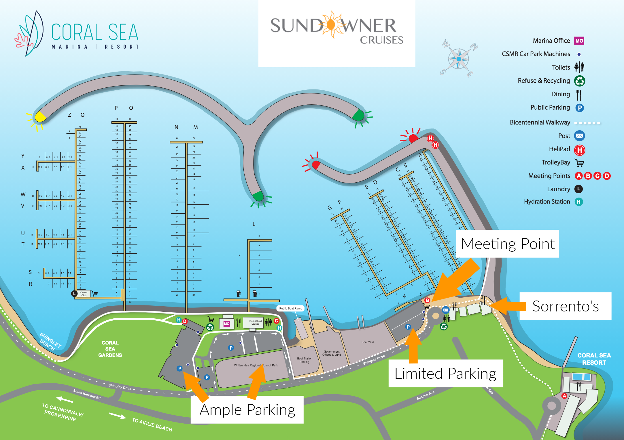 Where is Sundowner Cruises Coral Sea Marina North Village Airlie Beach Whitsundays